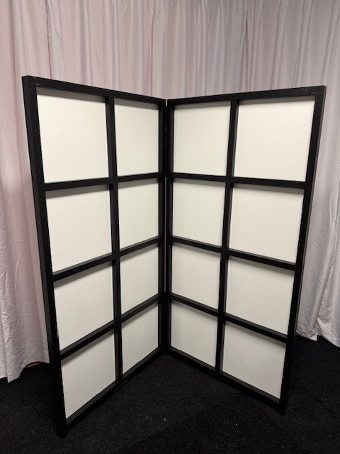 Afscheidingswand / kamerscherm 2x2 wit / zwart