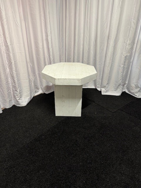 Tafel steigerhout wit 80x80 ( zeshoek )