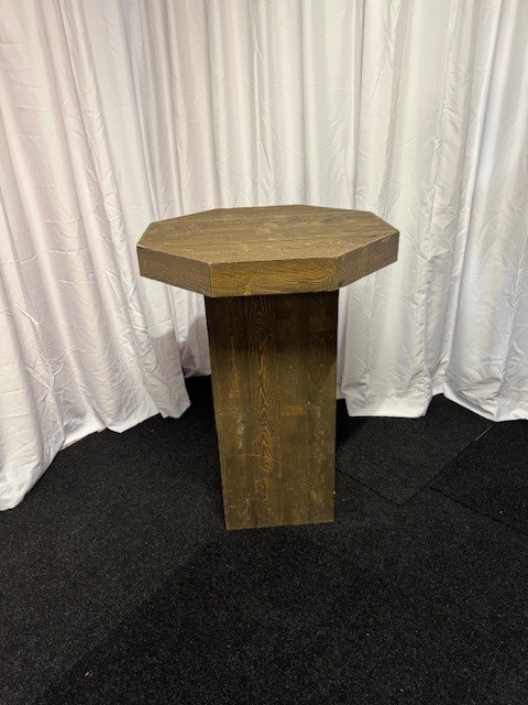 Statafel steigerhout bruin 80x80 ( zeshoek )