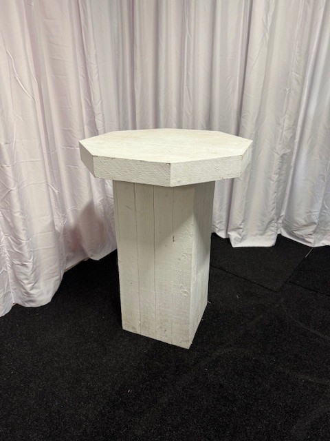 Statafel steigerhout wit 80x80 (zeshoek)