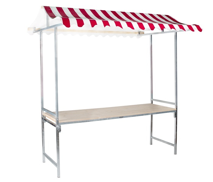 Partykraam met zeil rood/wit