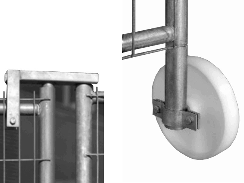 Poortwiel en scharnier tbv bouwhek